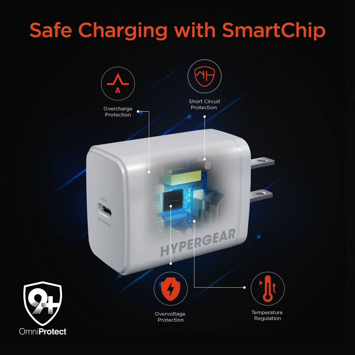 SpeedBoost 40W USB-C PD GaN Fast Wall Charger with PPS
