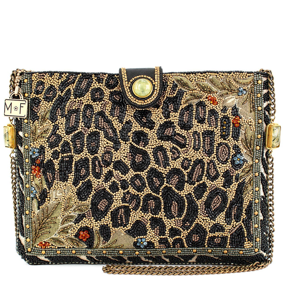 Untamed Beaded Animal Print Crossbody Handbag