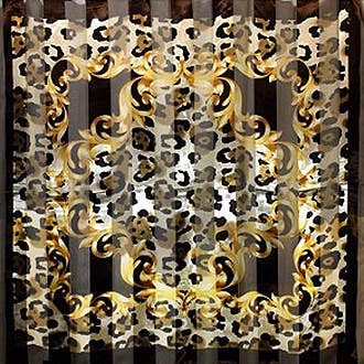 Silk Feel Striped Leopard Print Square Scarf