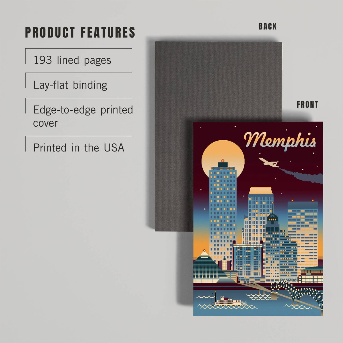 PREMIUM JOURNAL Memphis Tennessee Retro Skyline Chromatic