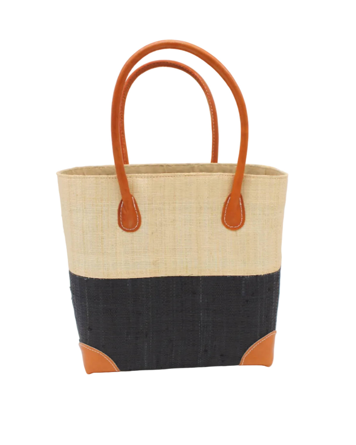 Trinidad Two Tone Raffia Straw Basket Bag