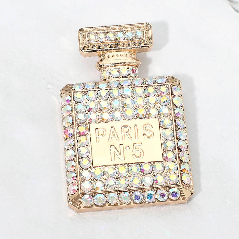 Rhinestone Pave PARIS N5 Perfume Bottle Pin Brooch