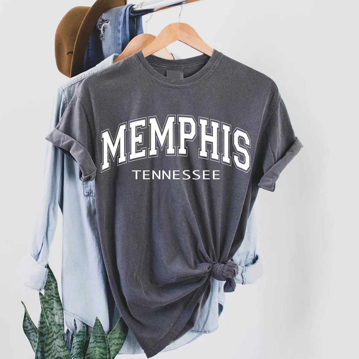 Memphis Tennessee T Shirt (3 Colors: Brick, Blue Jean, Stone Sand, Gray)