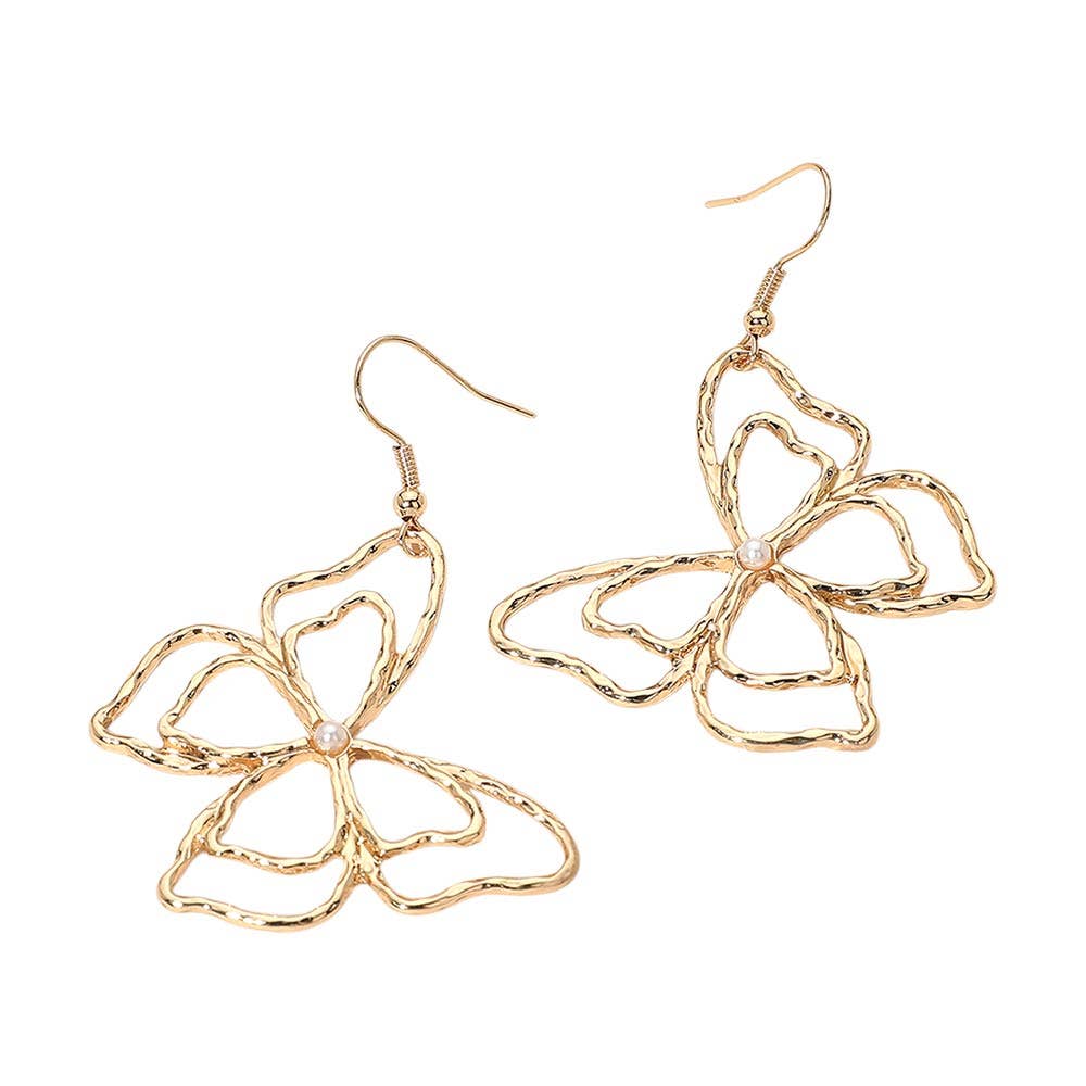 Open Layered Butterfly Drop Dangle Earrings