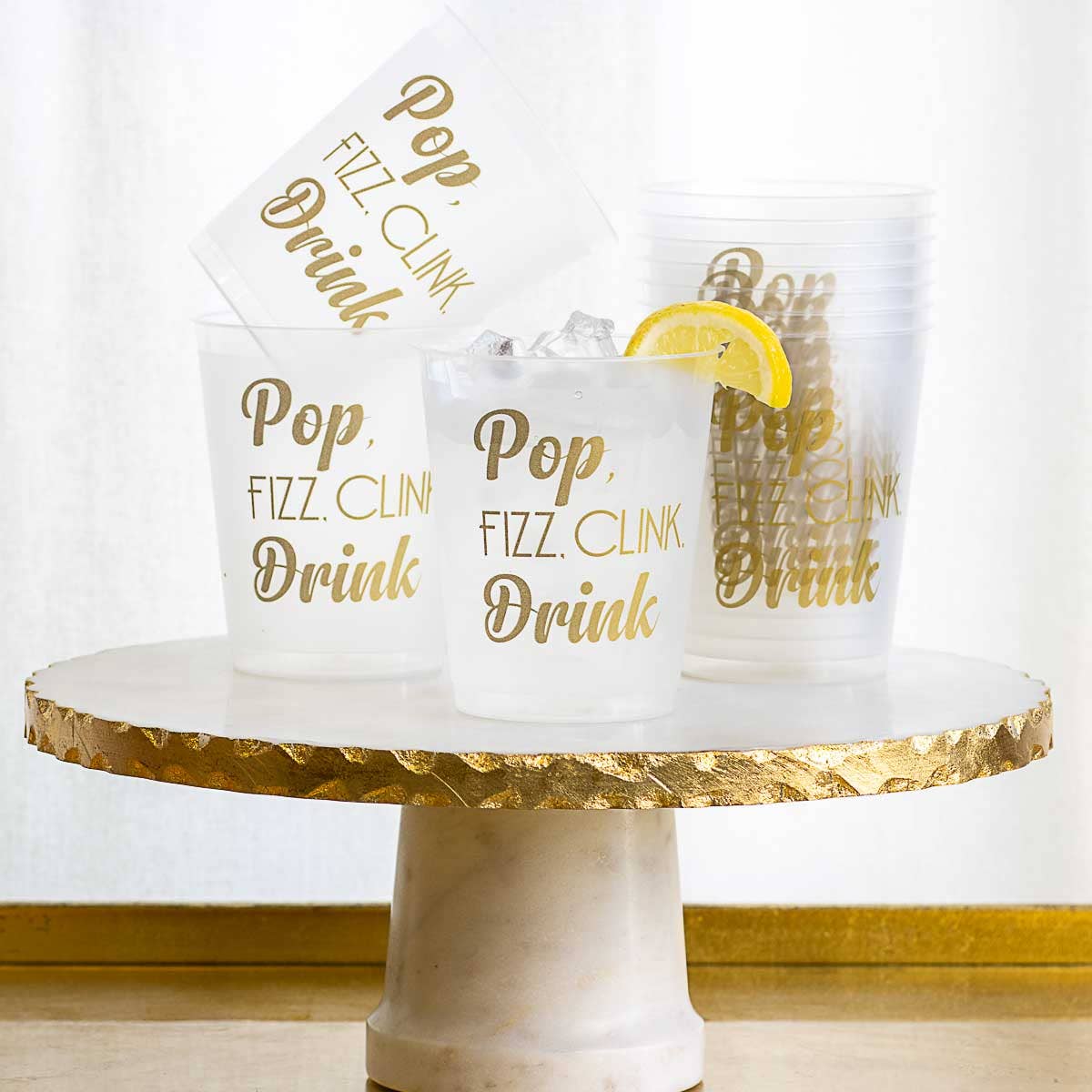 Pop Fizz Drink Party Cups   Frosted/Gold  16oz.