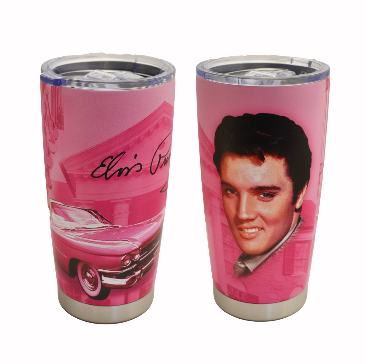 Elvis Travel Mug - Pink Guitars