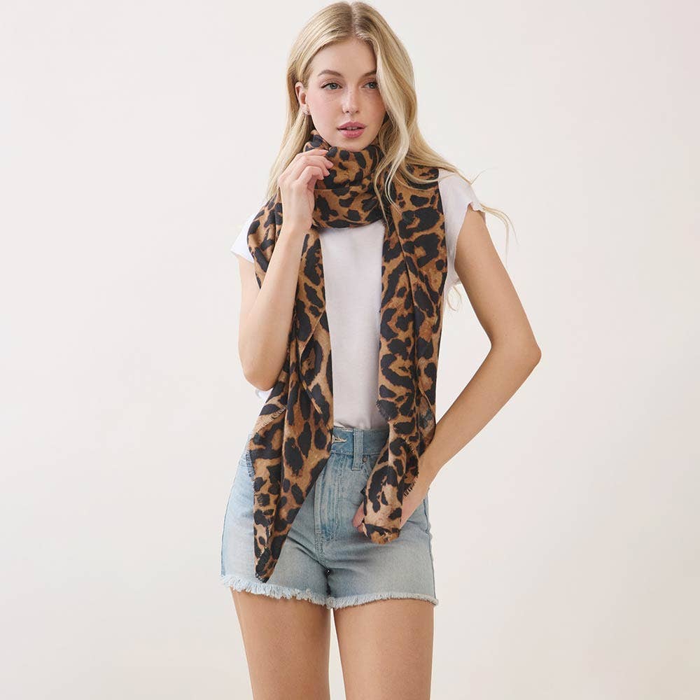 Leopard Print Wrap Scarf