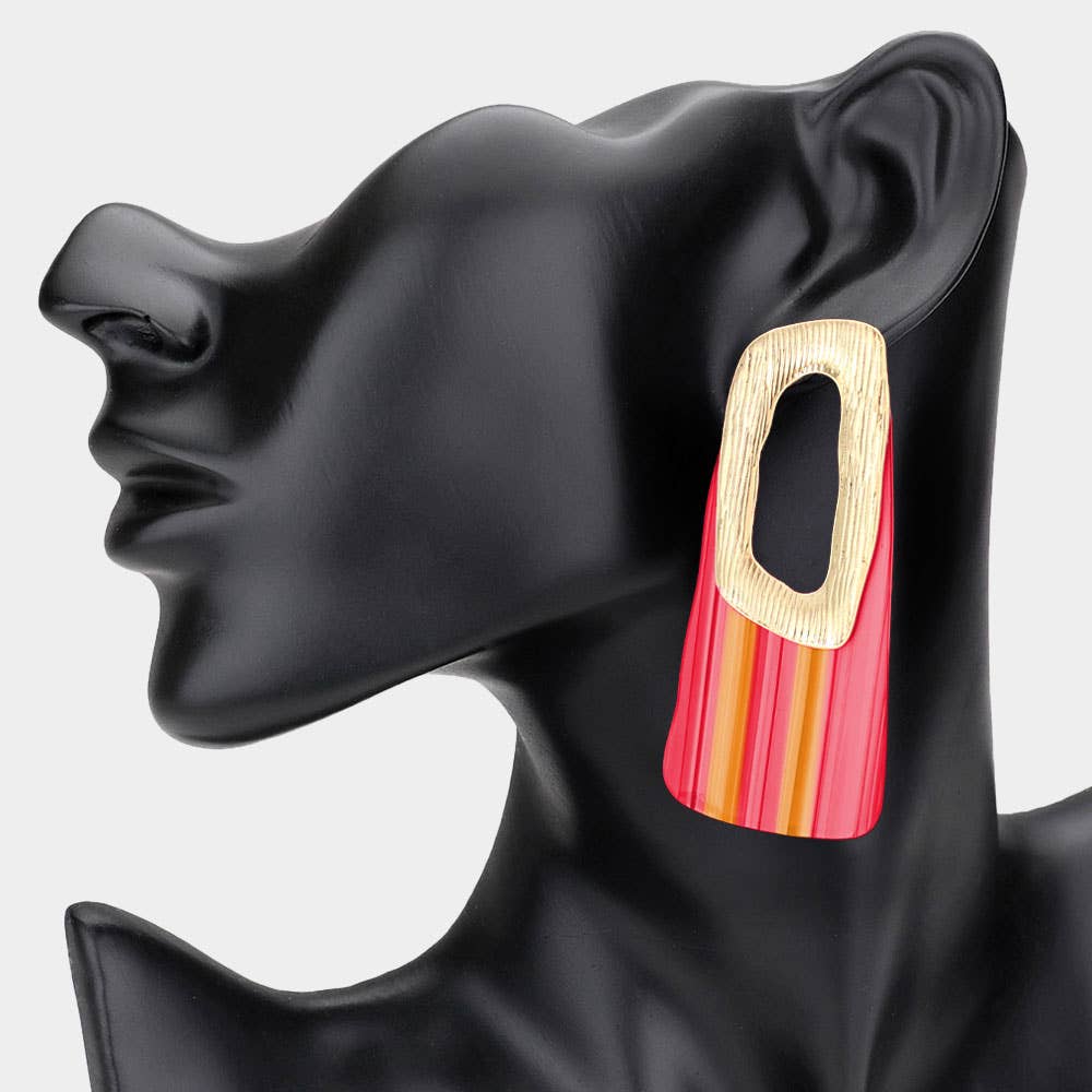 Bold Patterned Resin Geometric Drop Statement Earrings