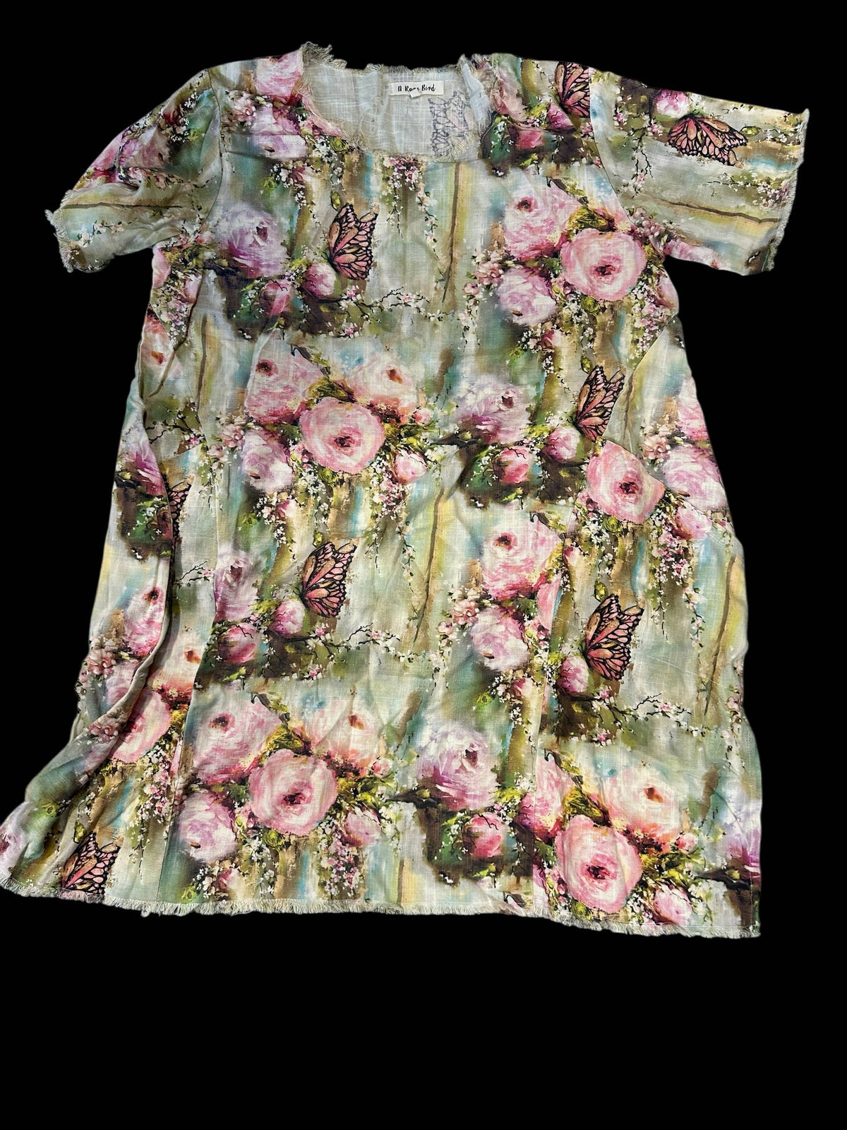 Butterfly Linen Shirt Dress