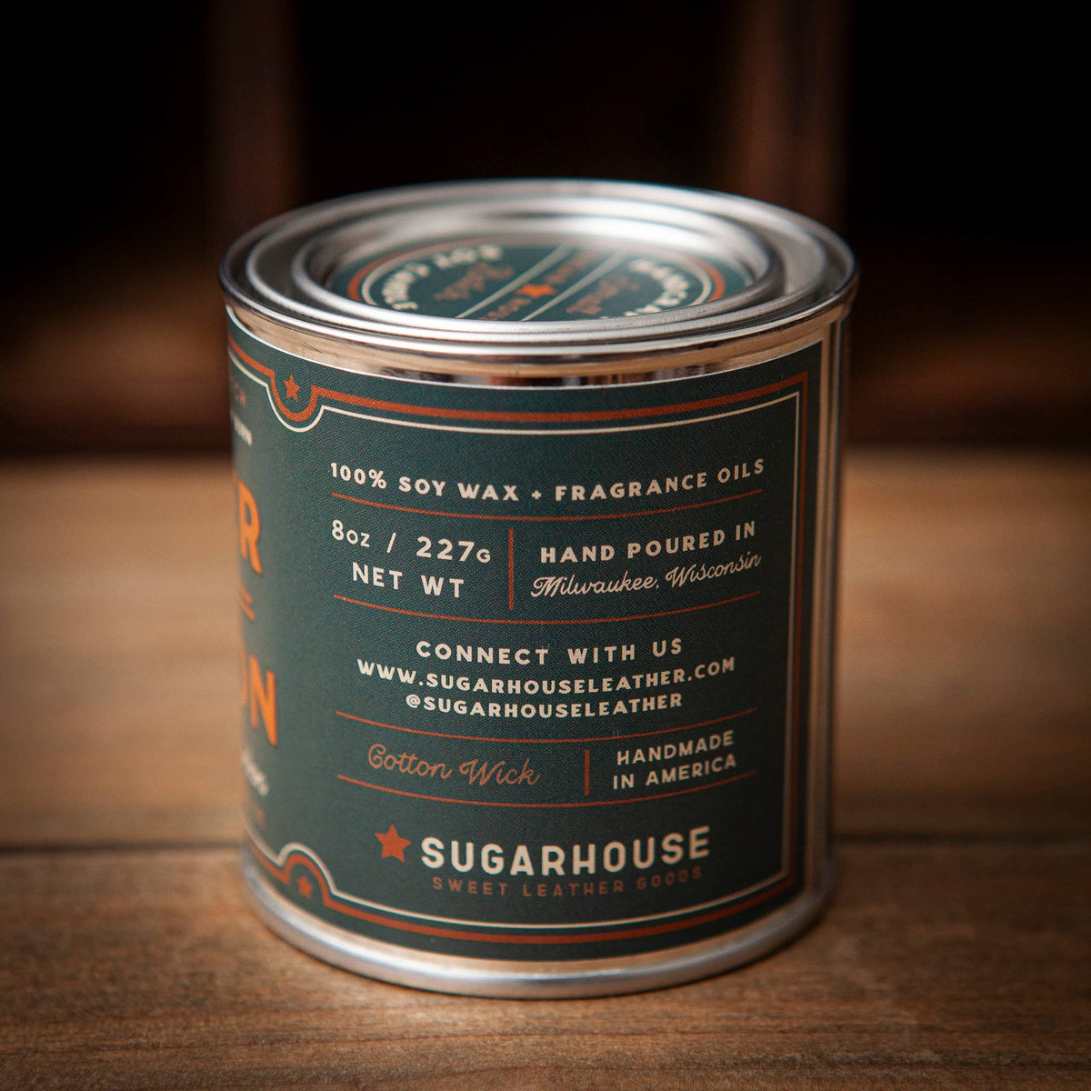 Leather &amp; Bourbon Soy Paint Can Candle