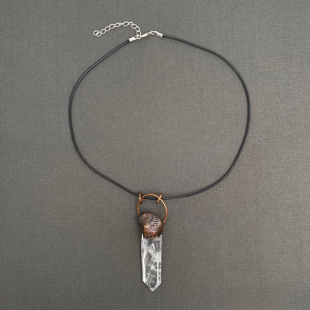 White Crystal Sun Charm Wax Cord Necklace