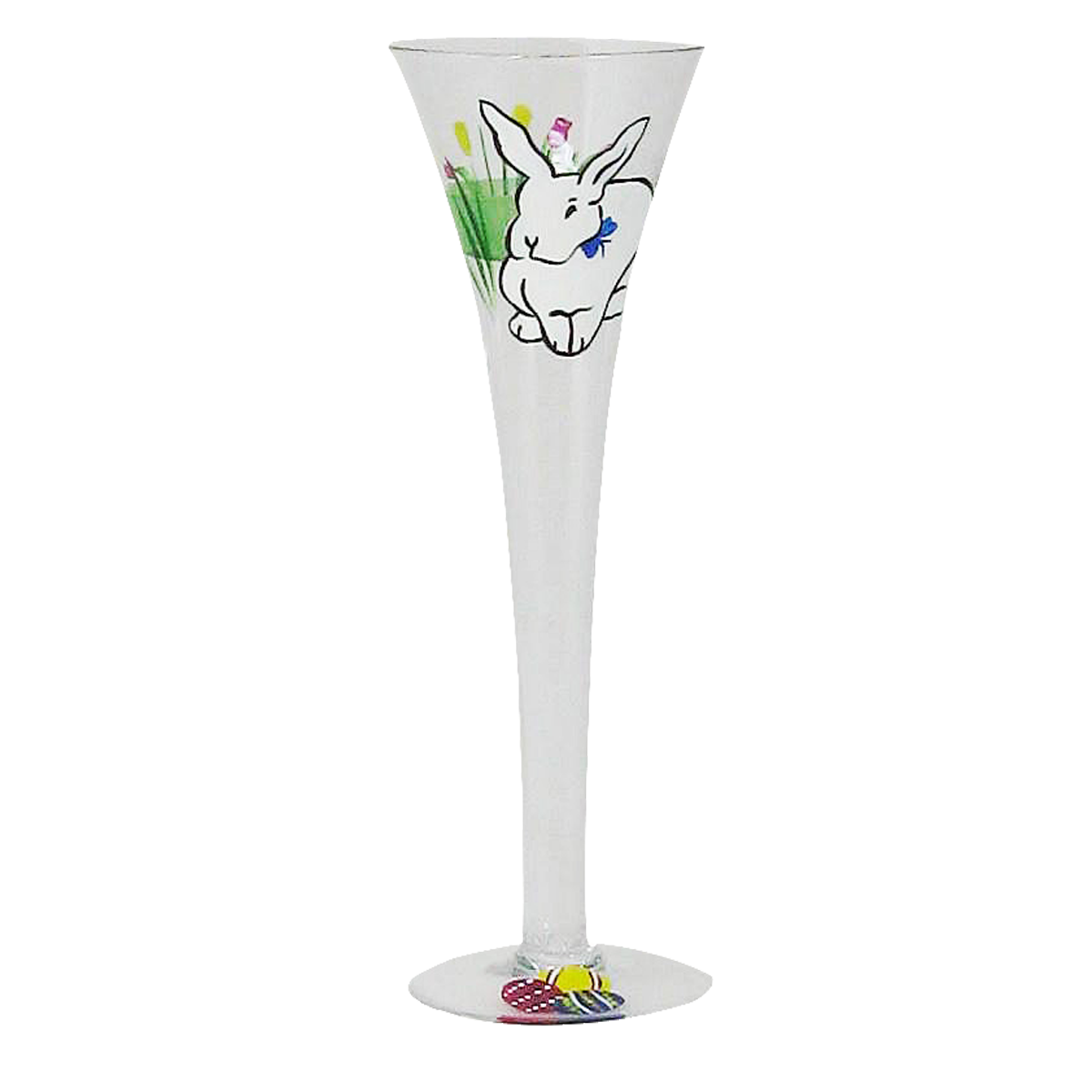 Bunny &amp; Tulips Hollow Flute and Wine Glasses