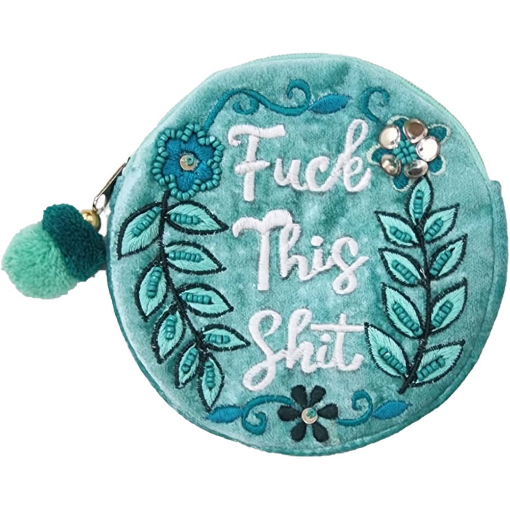 FUCK THIS SHIT VELVET BEADED POUCH