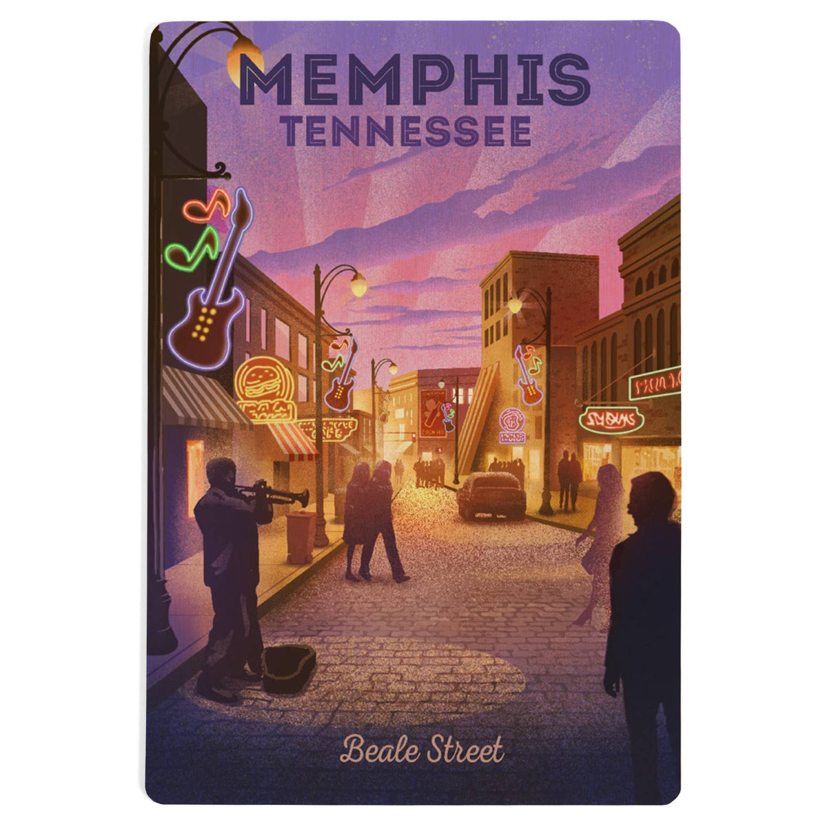 WOOD POSTCARD Beale St. Memphis, Tennessee