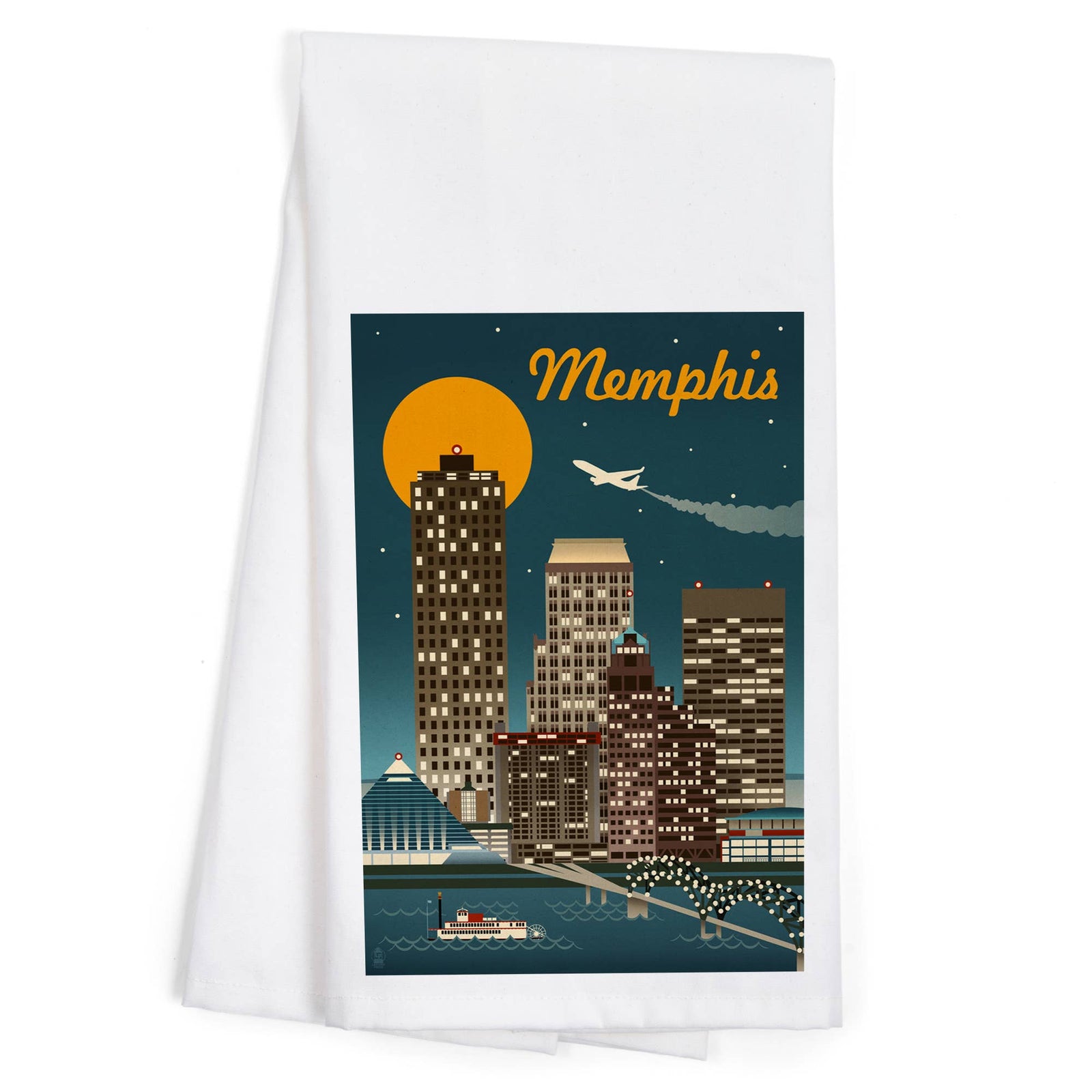 ORGANIC TEA TOWEL Memphis, Tennesseee, Retro Skyline