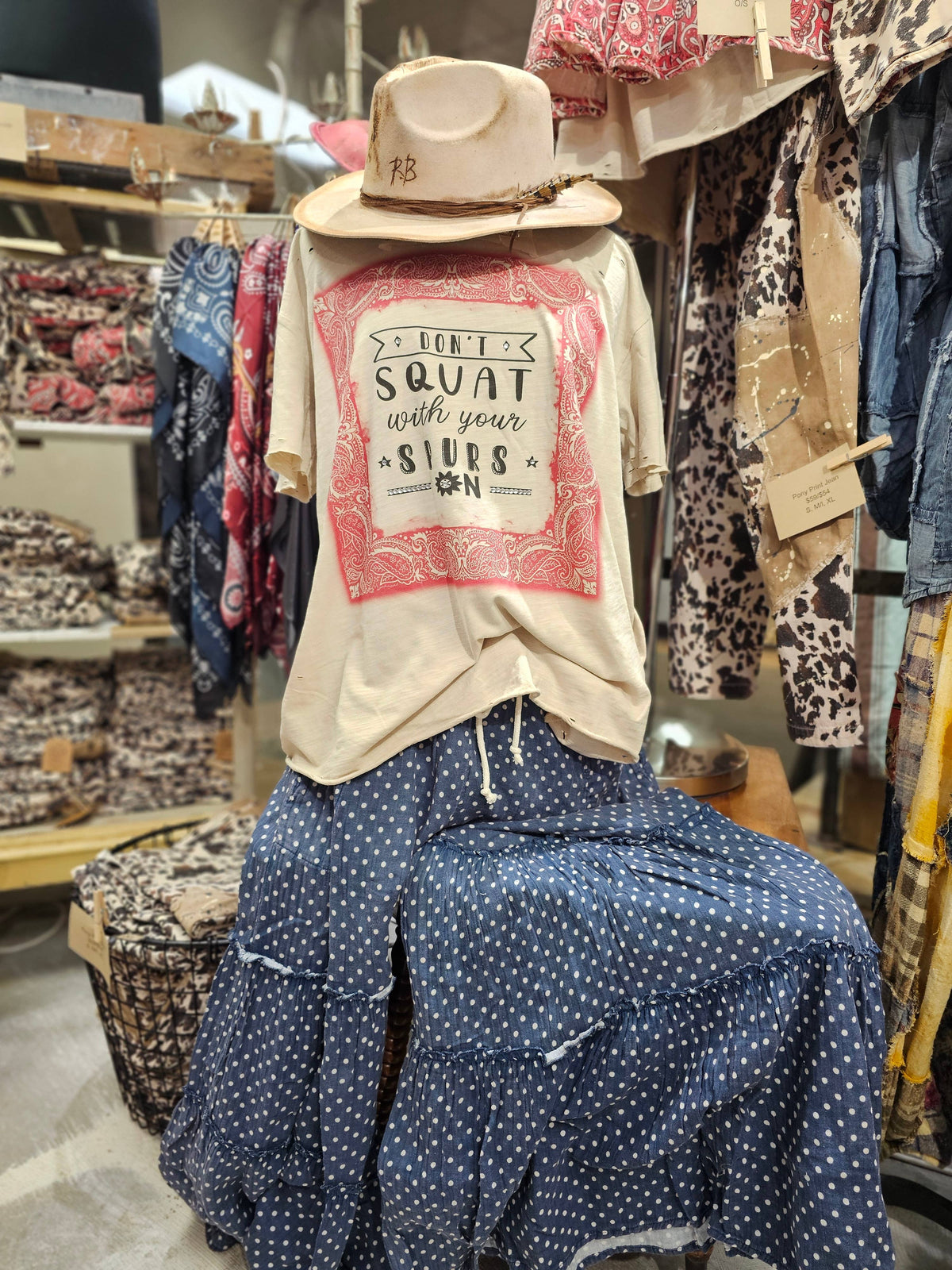 Don't Squat With Your Spurs Tattered Tee: