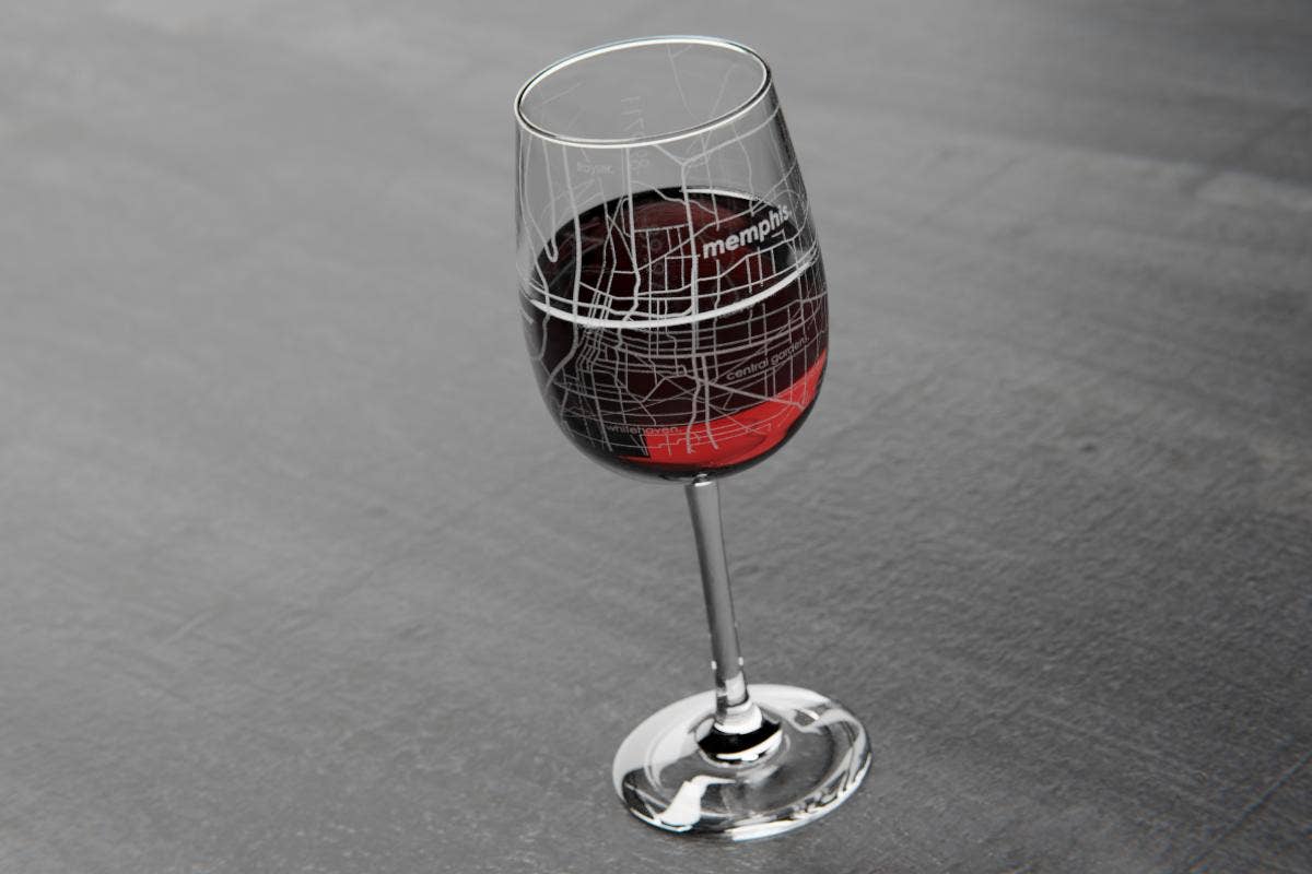 Memphis TN Map Stemmed Wine Glass