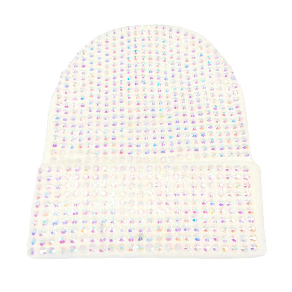 Studded Solid Knit Beanie Hat