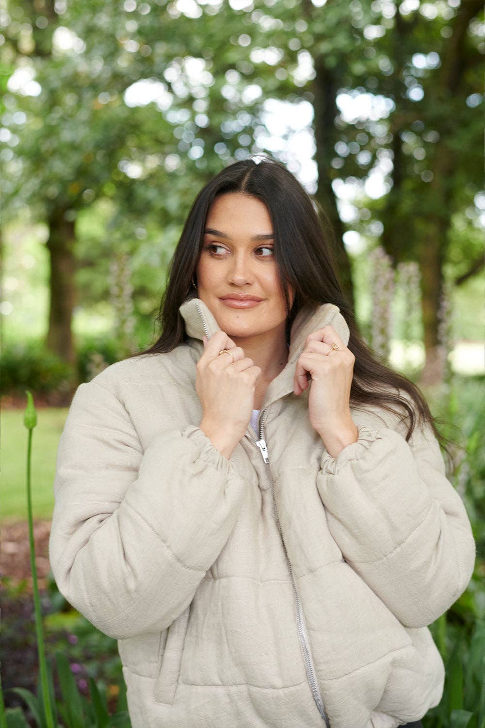 Linen Bomber Jacket - Natural: Natural / OSFA