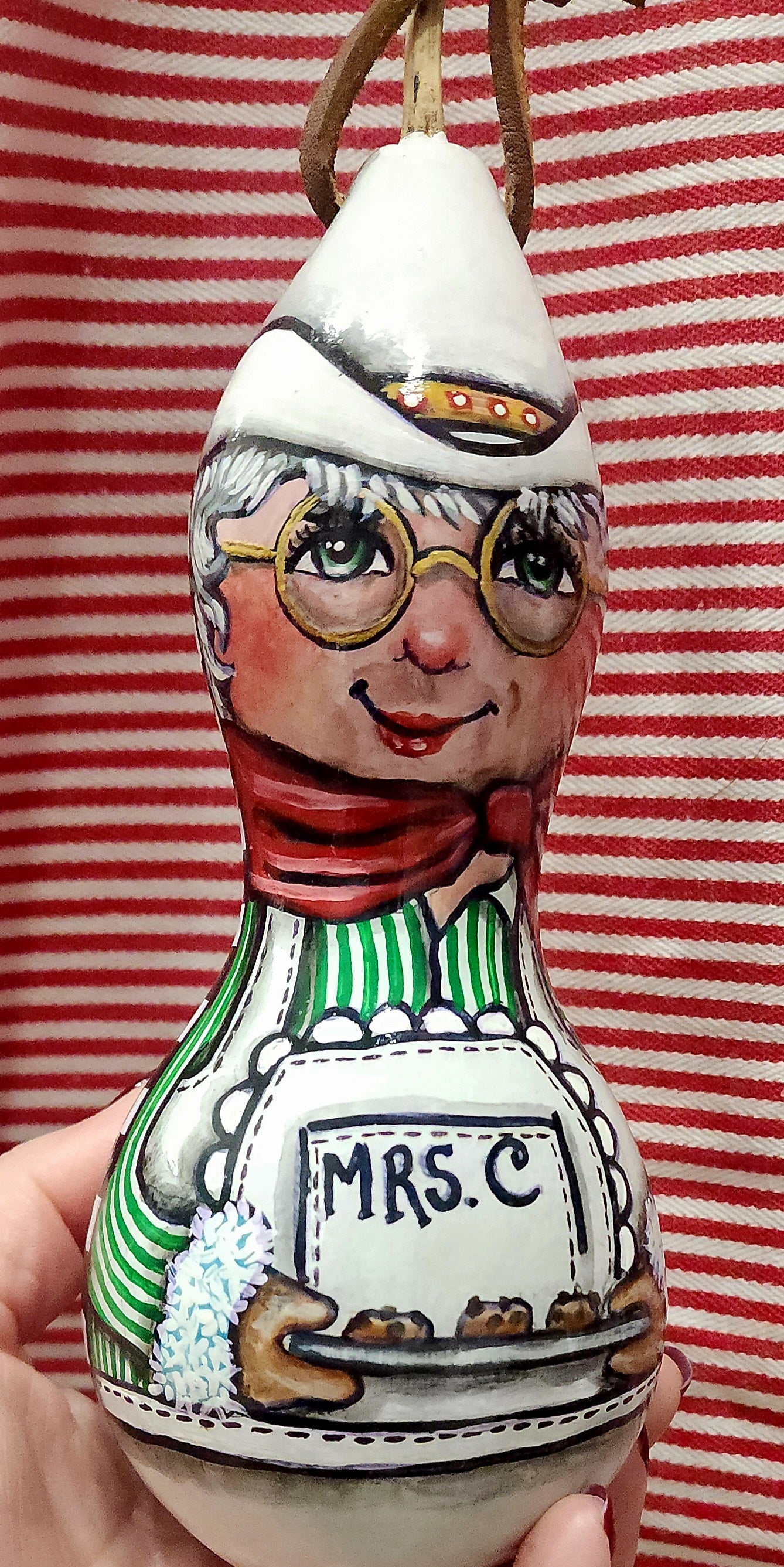 9" Christmas Cowboy Santa/Mrs 2 Sided Gourd, hand painted by local Memphian DJ Kelly