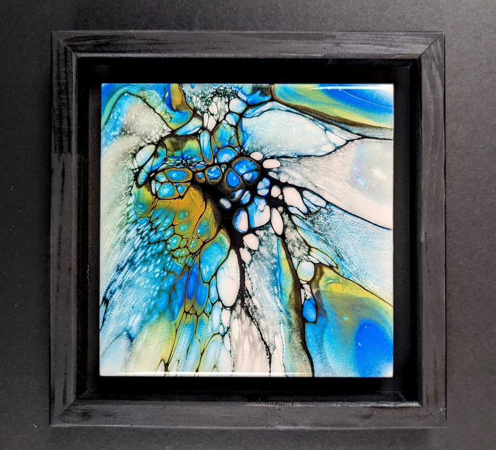 Painting in 8" x 8" Float Frame Acrylic and Resin by Local Memphis Artist Sandra Barrett
