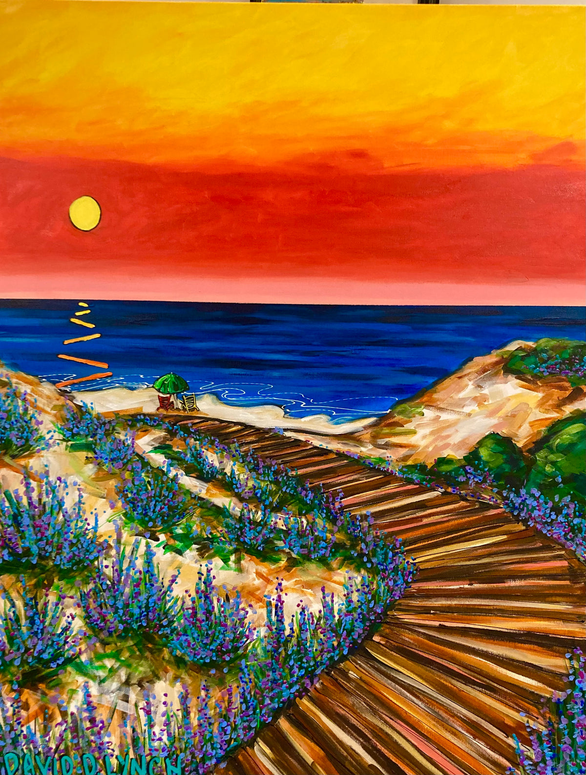 "Biking on the Florida Beach" Original by David Lynch