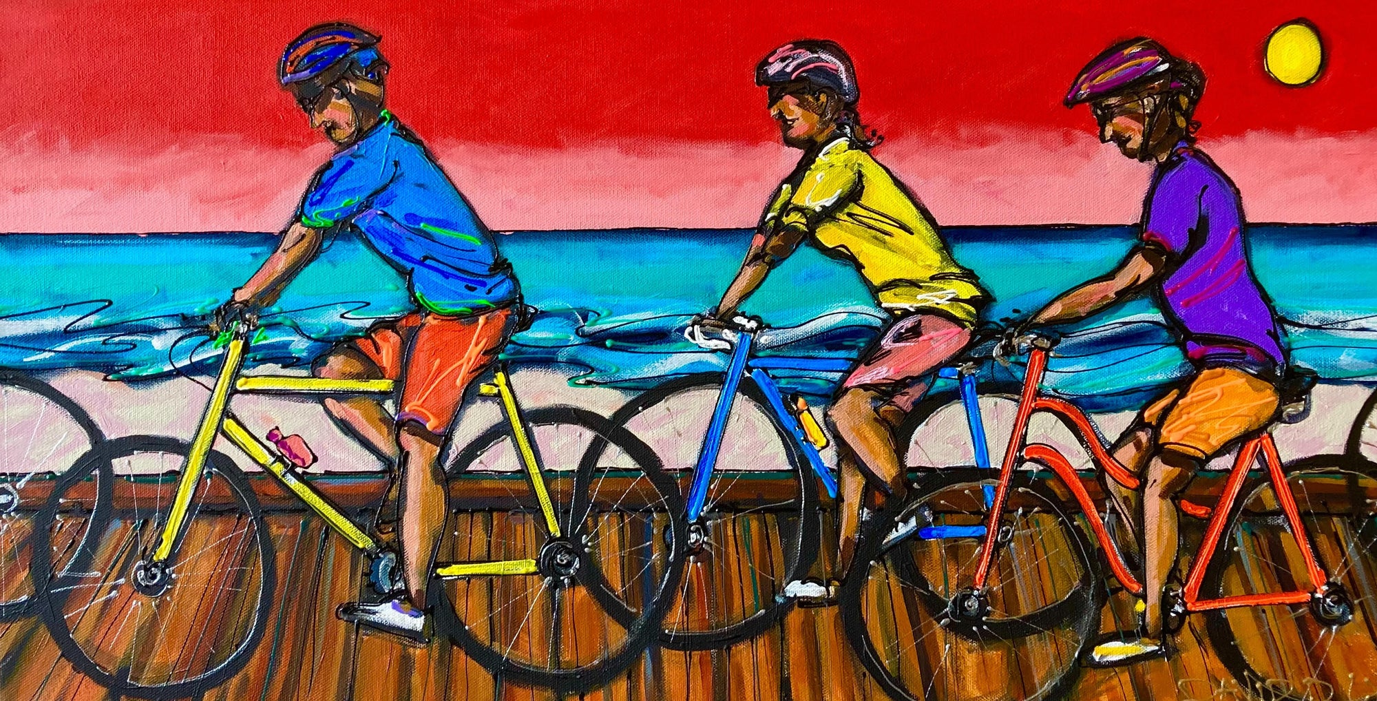 "Biking on the Florida Beachside" Original by David Lynch