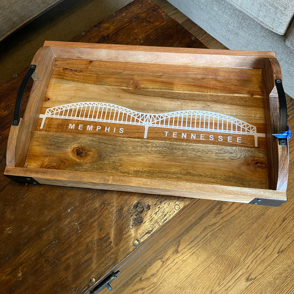 Memphis Bridge Wooden Tray 19" x 12" : Local artist AnnaMade Designs