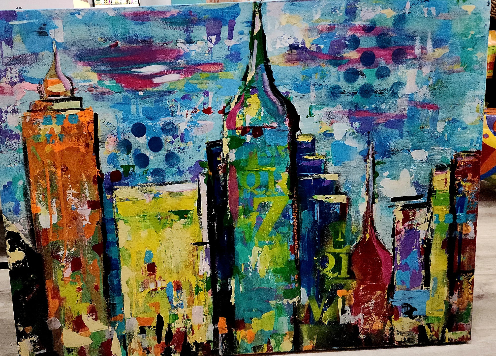 Memphis Skyline 48” x 30”  Original Painting Created by Local Memphian Debbie Crawford McCown