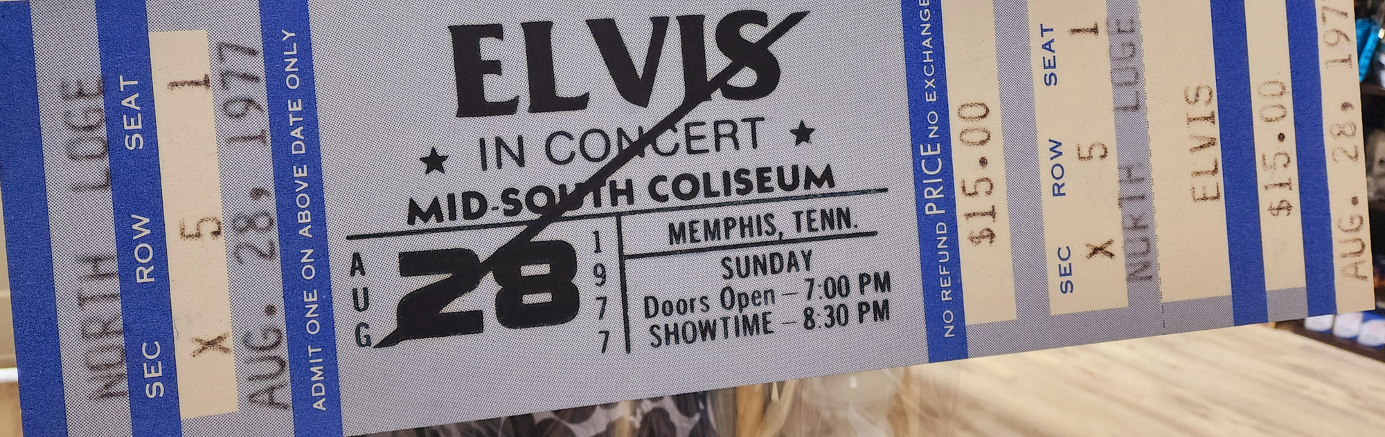ELVIS TICKET Reproduction by Ron Olson