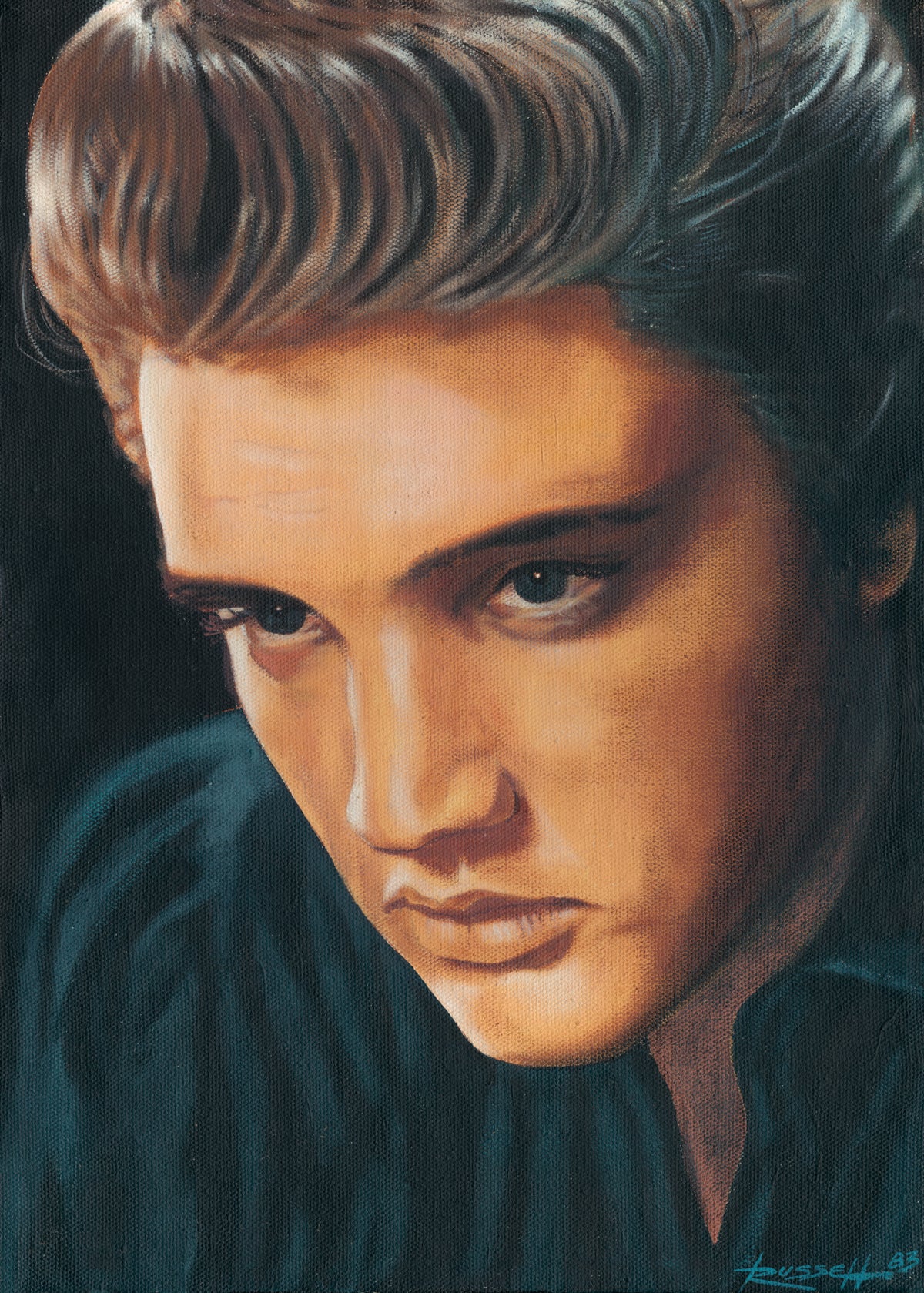 "ELVIS" PRINT OF MY ORIGINAL PAINTING OF ELVIS ON 16" X 20"  PAPER Original by Wayne Russell