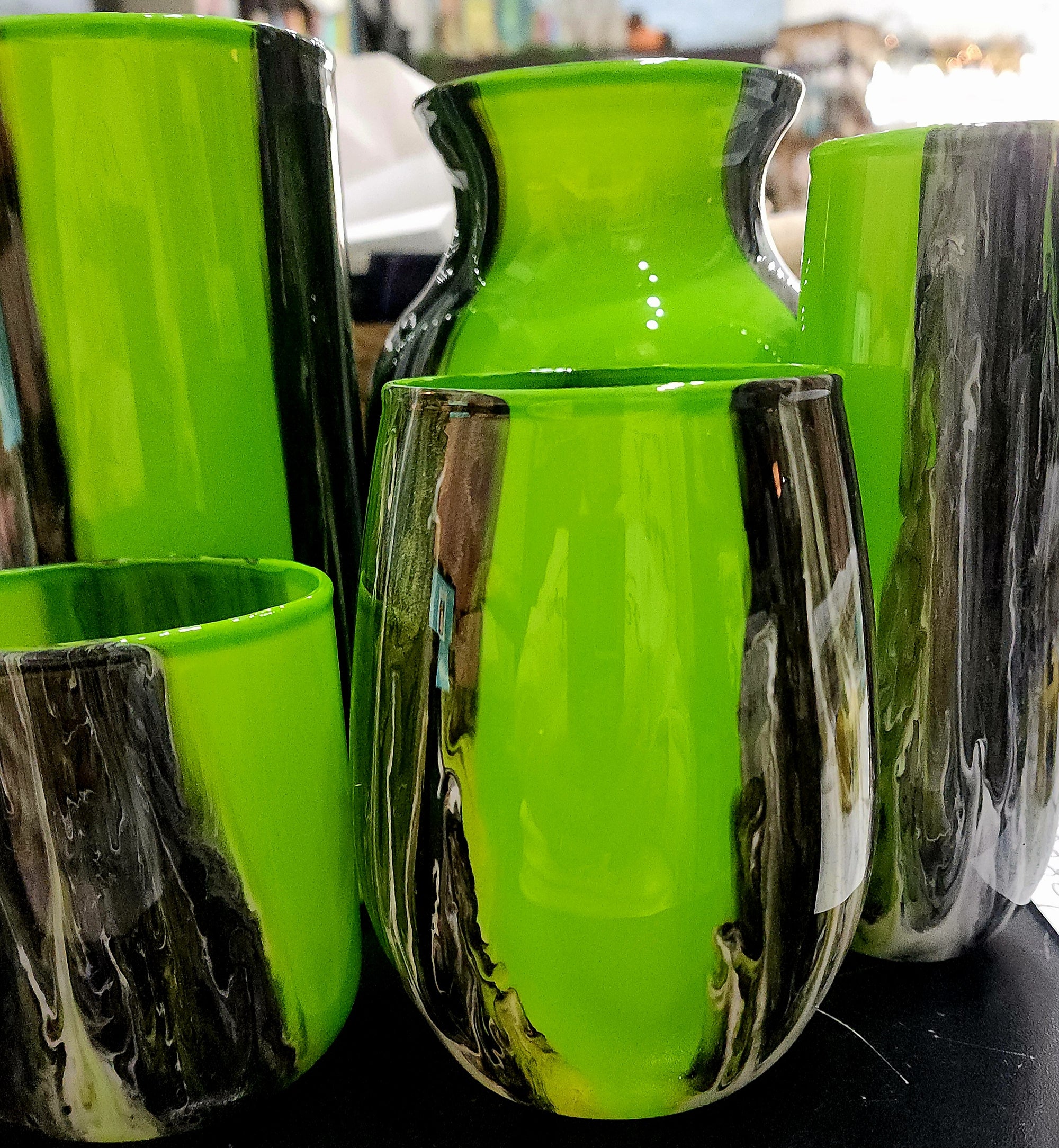 Green Beetle Collection Glassware By Local Memphis Artist Sandra Barrett