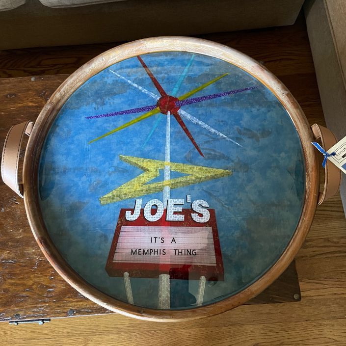 Joe's Wooden Tray 20" in Blue: Local artist AnnaMade Designs