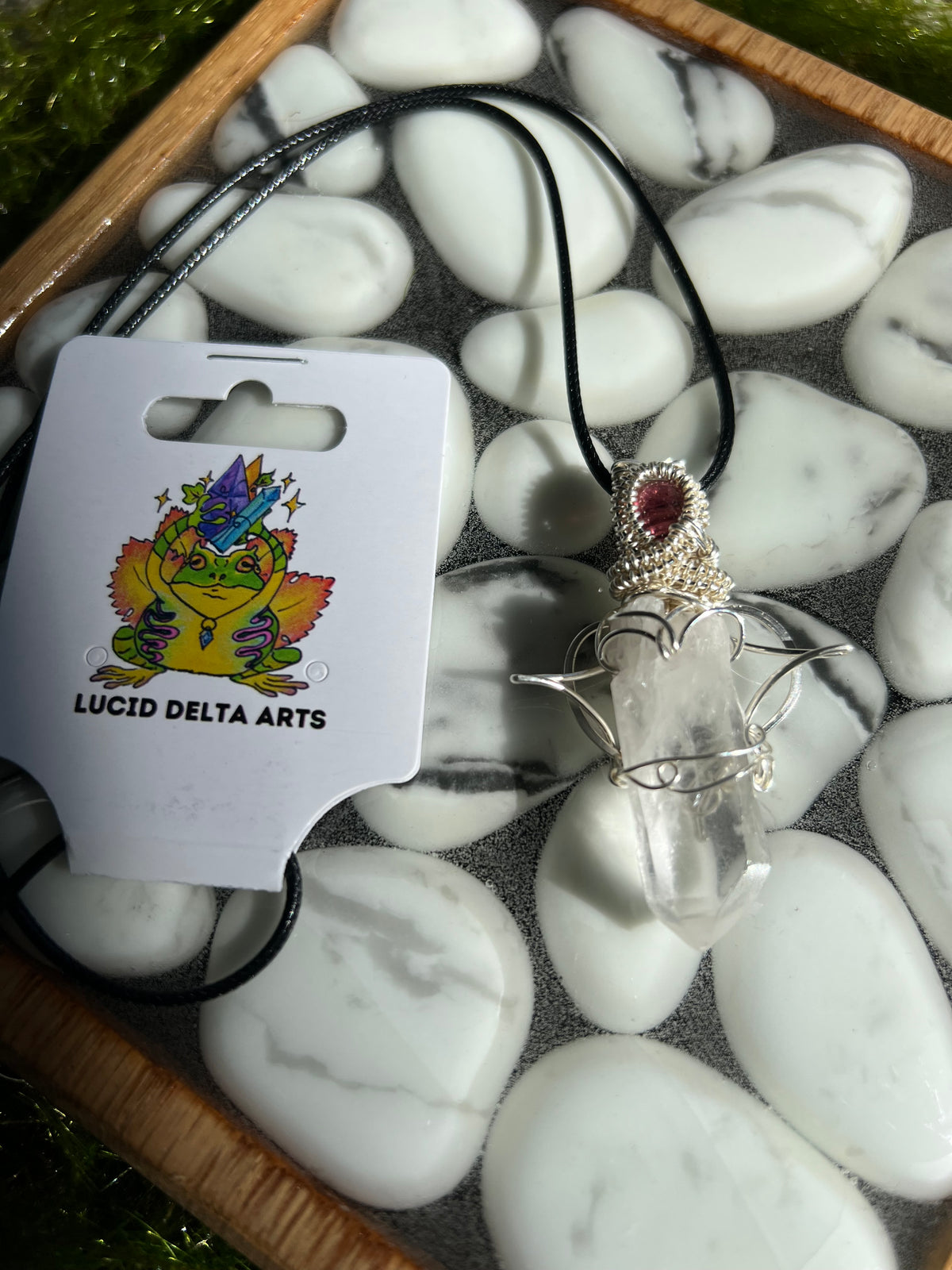 Crystal Quartz Point Pink Tourmaline Sterling Silver