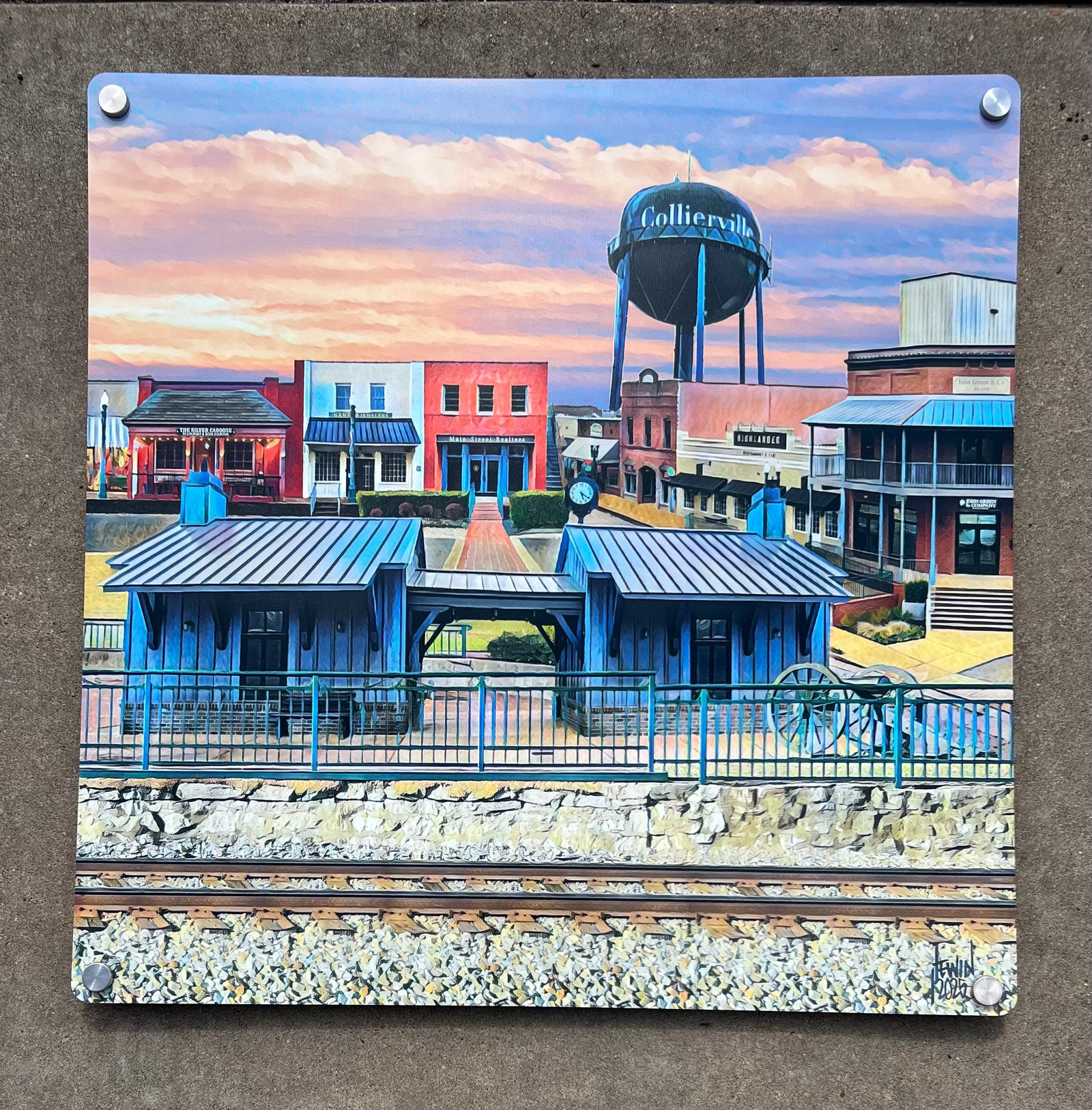 Collierville Water Tower - Aluminum Reproduction Artwork by Jeremy Lewin, a local Memphis artist