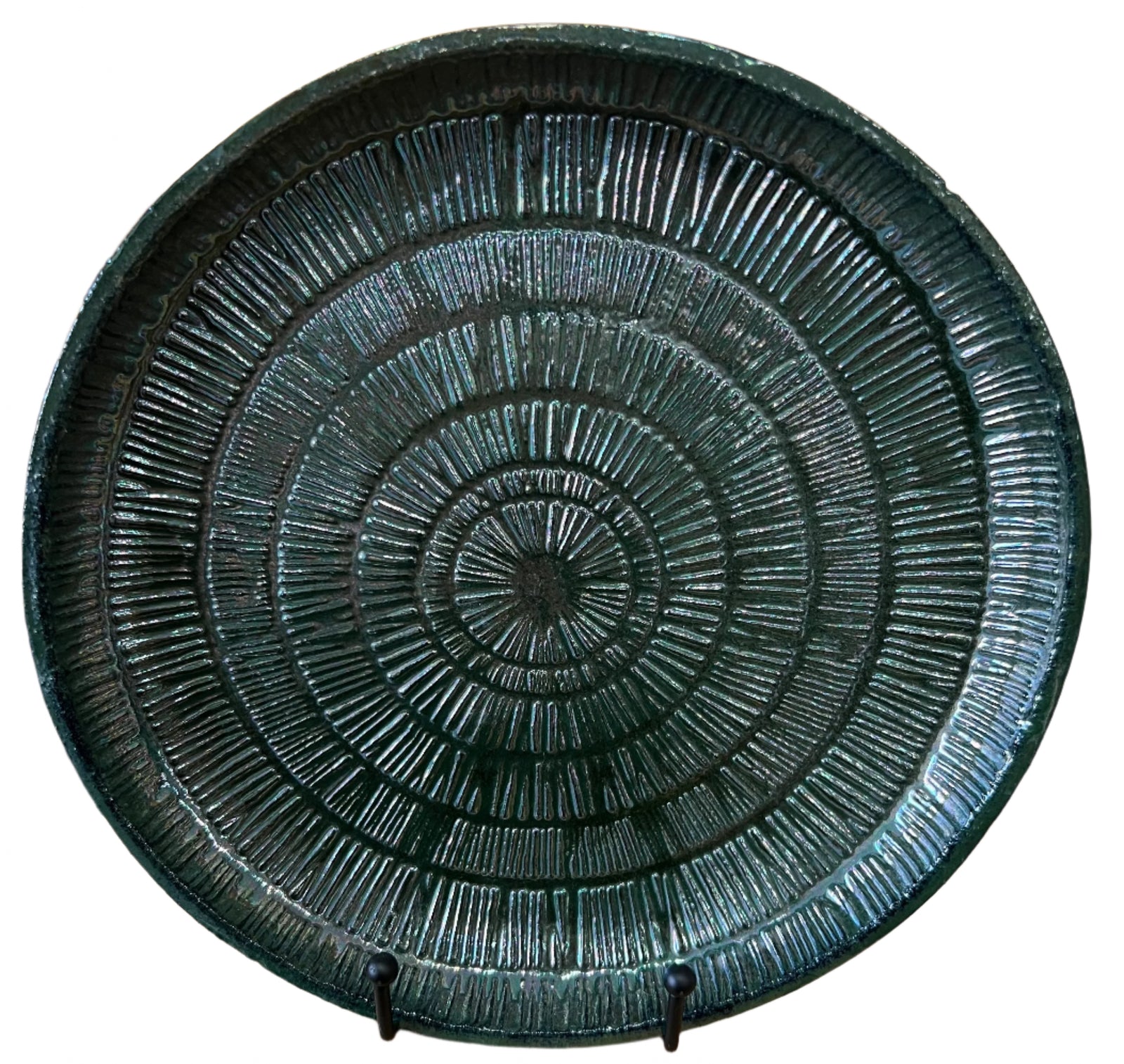Green Serving Platter with Spiral-Crimped Inlay