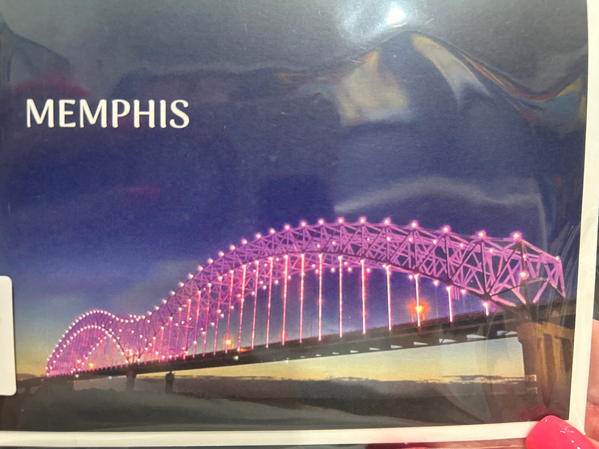 "Memphis Bridge Dusk" Greeting Card by Karen Pulfer Kocht
