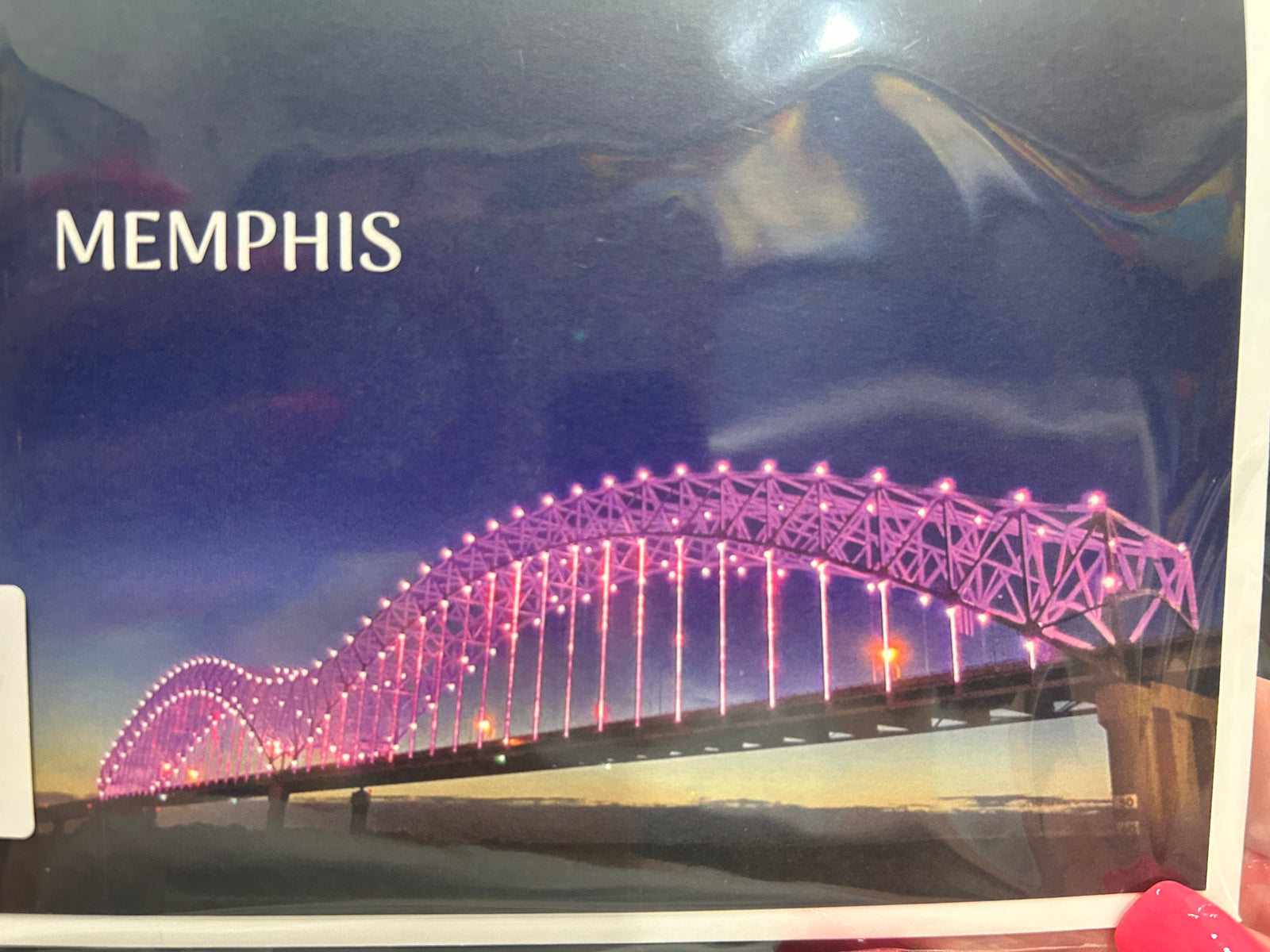 "Memphis Bridge Dusk" Greeting Card by Karen Pulfer Kocht
