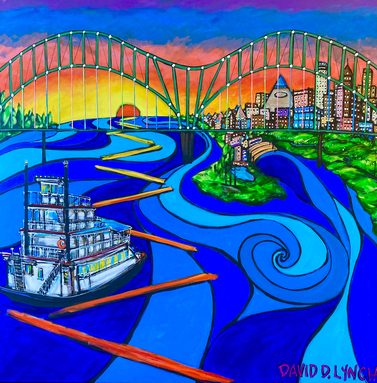 "Overlooking Riverside" Original by David Lynch