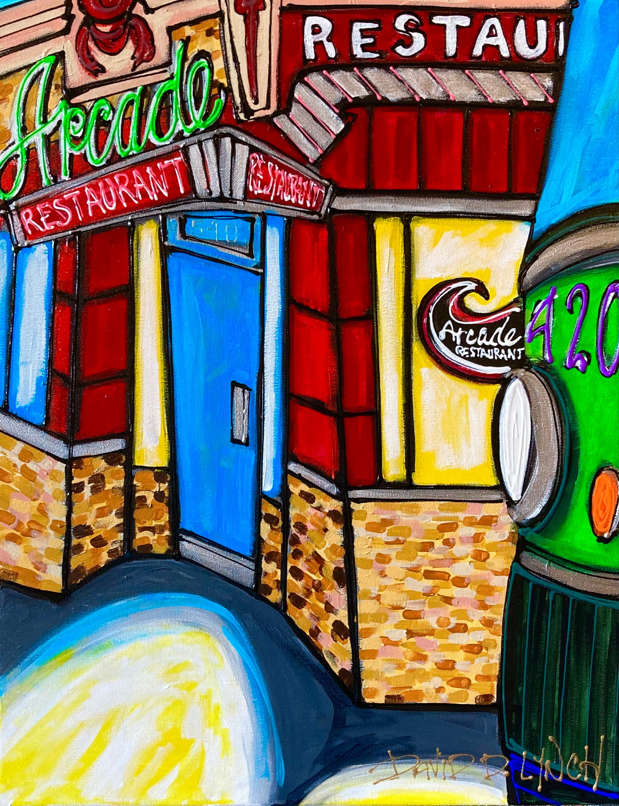 "Arcade Restaurant #7" 16"x20" Original by David Lynch