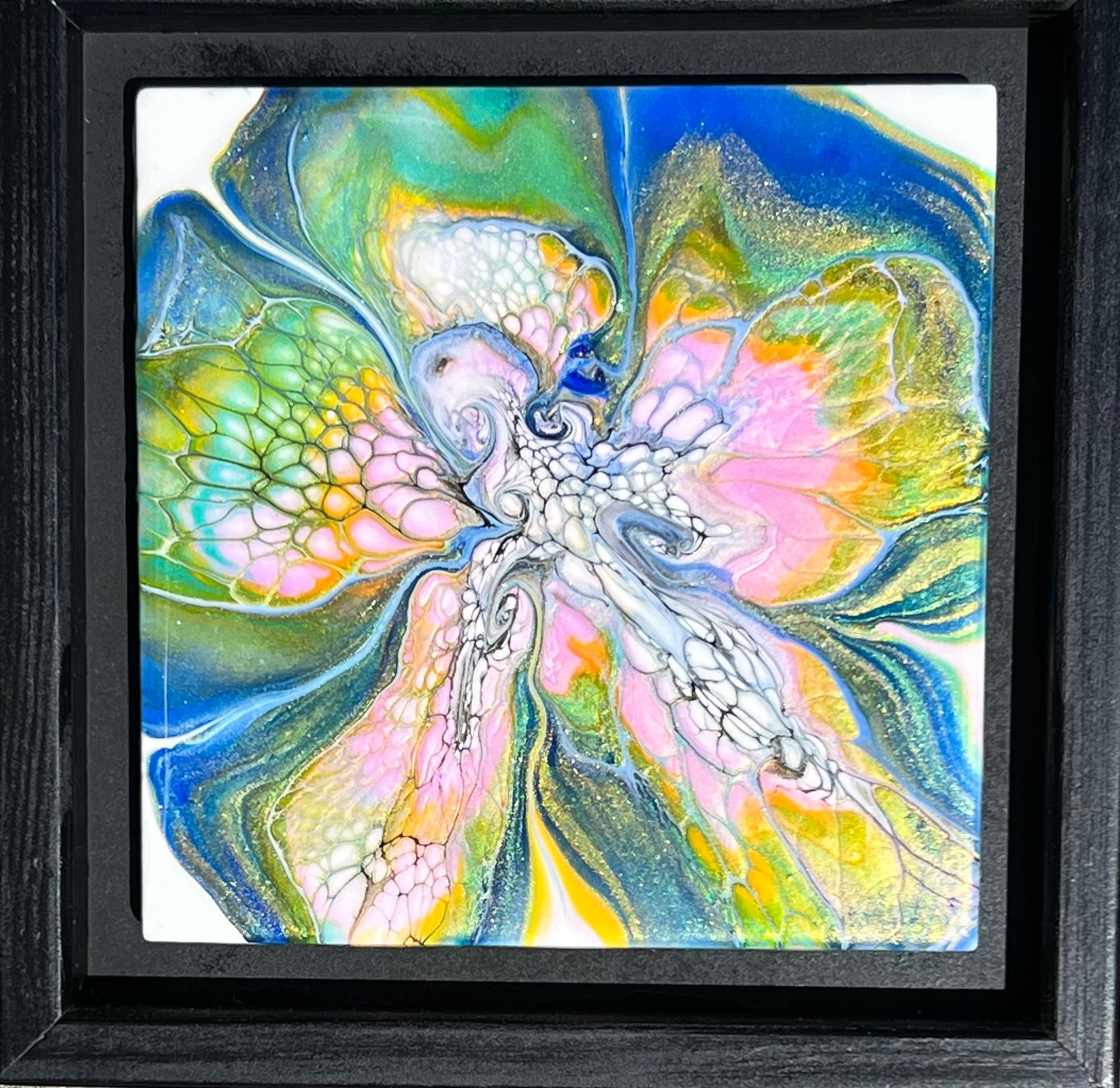 Mixed Tiles in 8" x 8" Float Frame Acrylic and Resin by Local Memphis Artist Sandra Barrett