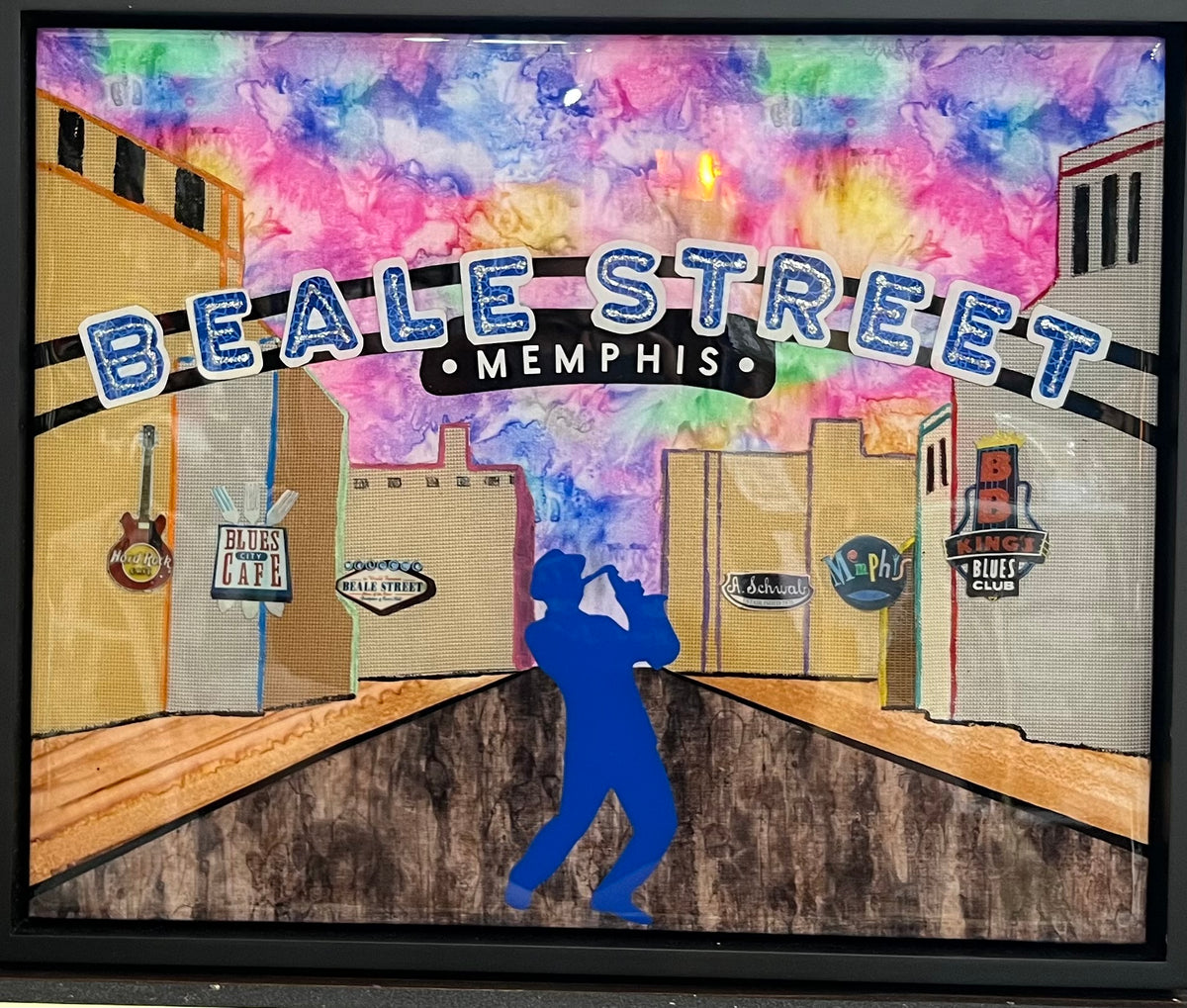 Beale Street Music Man Framed Art 16&quot; x 20&quot;: Local artist AnnaMade Designs