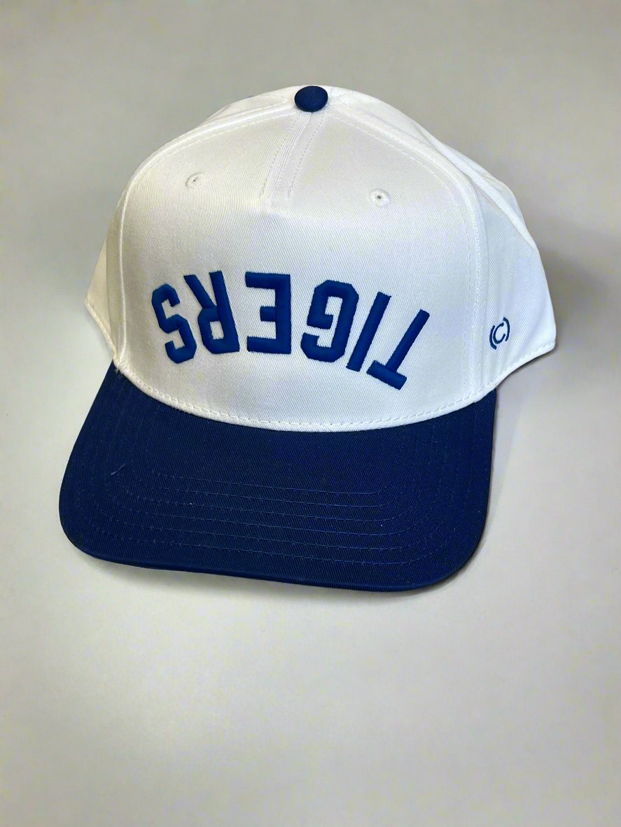 The Upside Down Two-Tone Snapback Hat - TIGERS: Blue and White