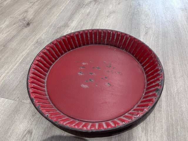 Red Round Metal Tray