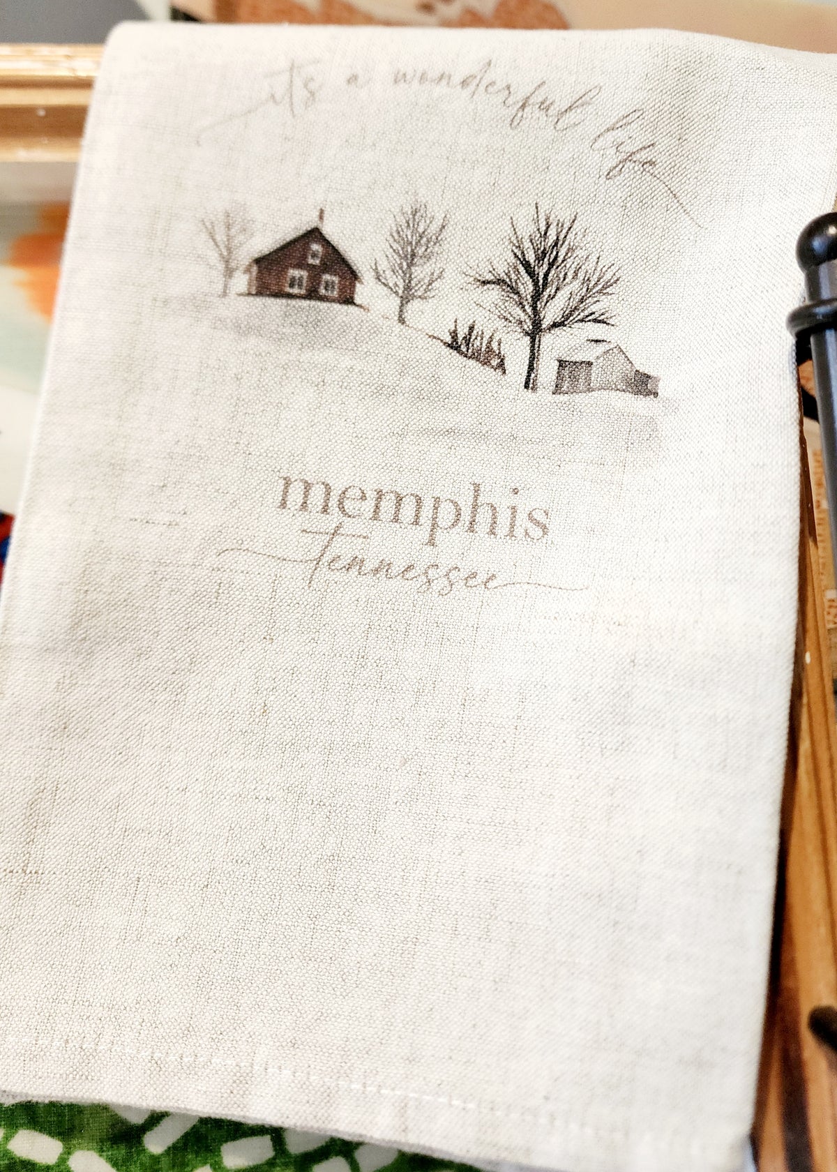 Memphis Tennessee  It’s a wonderful life Tea Towel: Natural • Cotton/Linen Blend