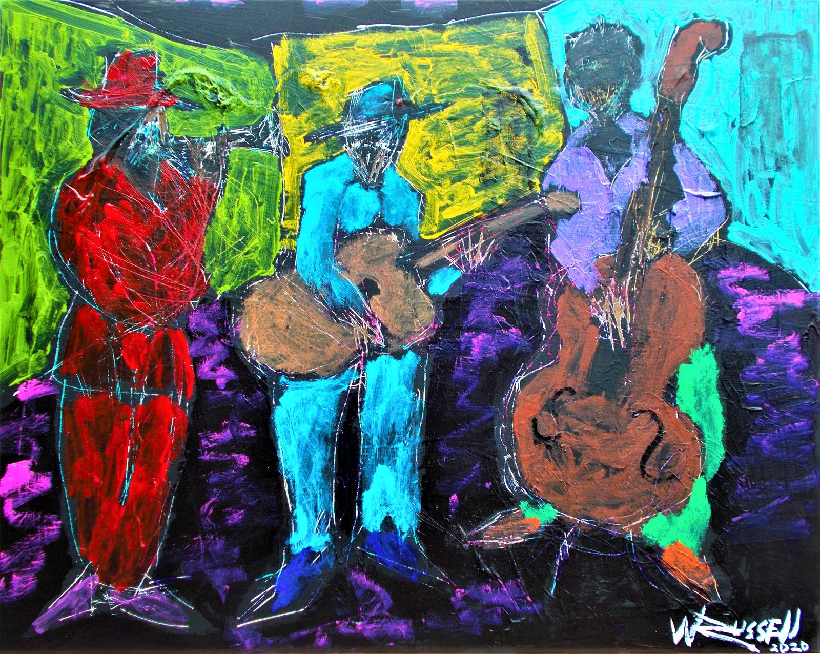 JAZZ TRIO Re-Signed print of original by Wayne Russell