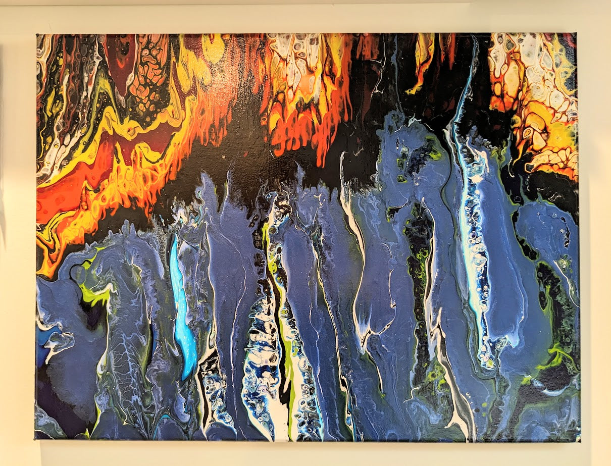 Canvas Art  - "Lava Evolve" 18" x 24" by Local Artist Sandra Barrett