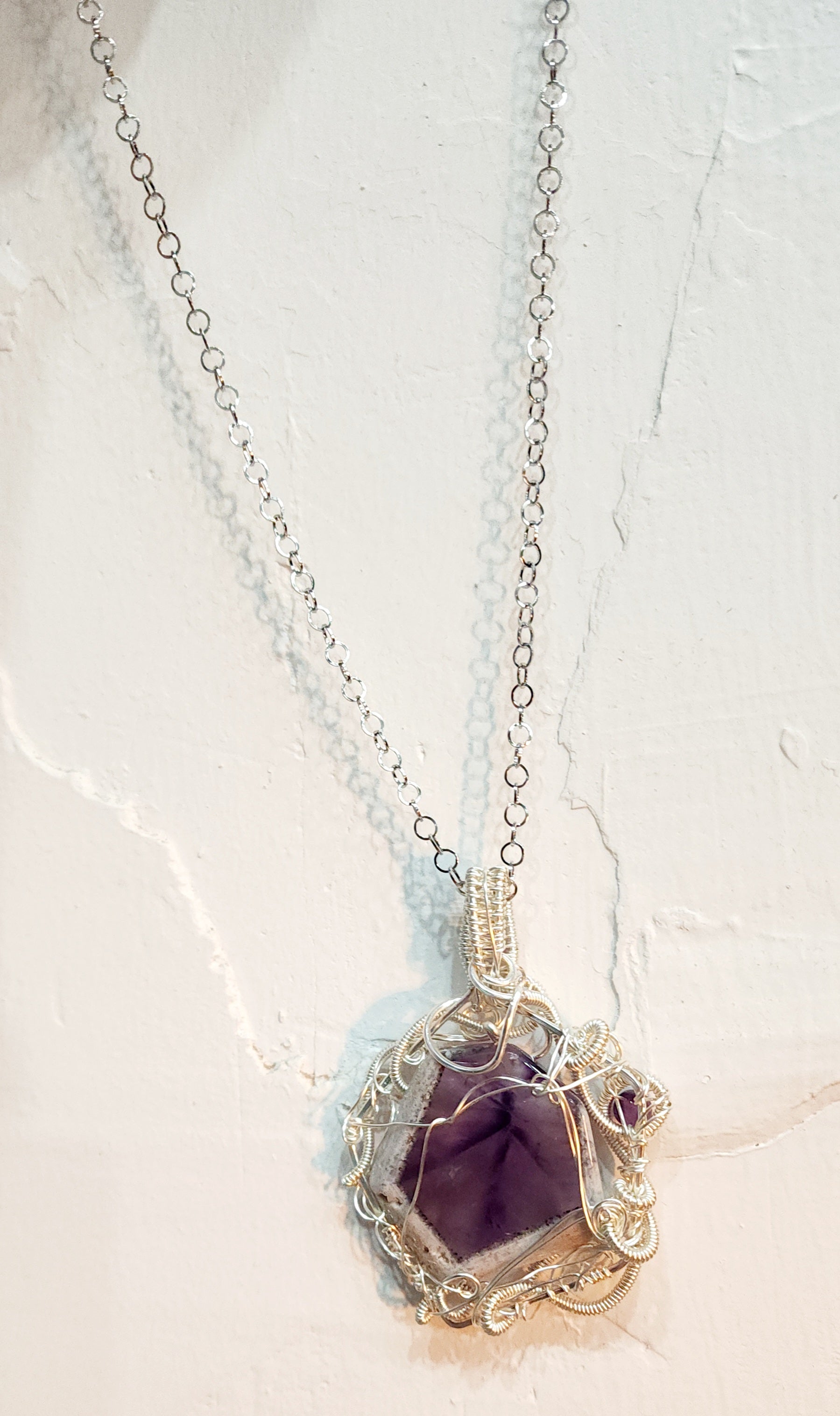 Amethyst Sterling Silver Necklace by Lucid Delta Arts