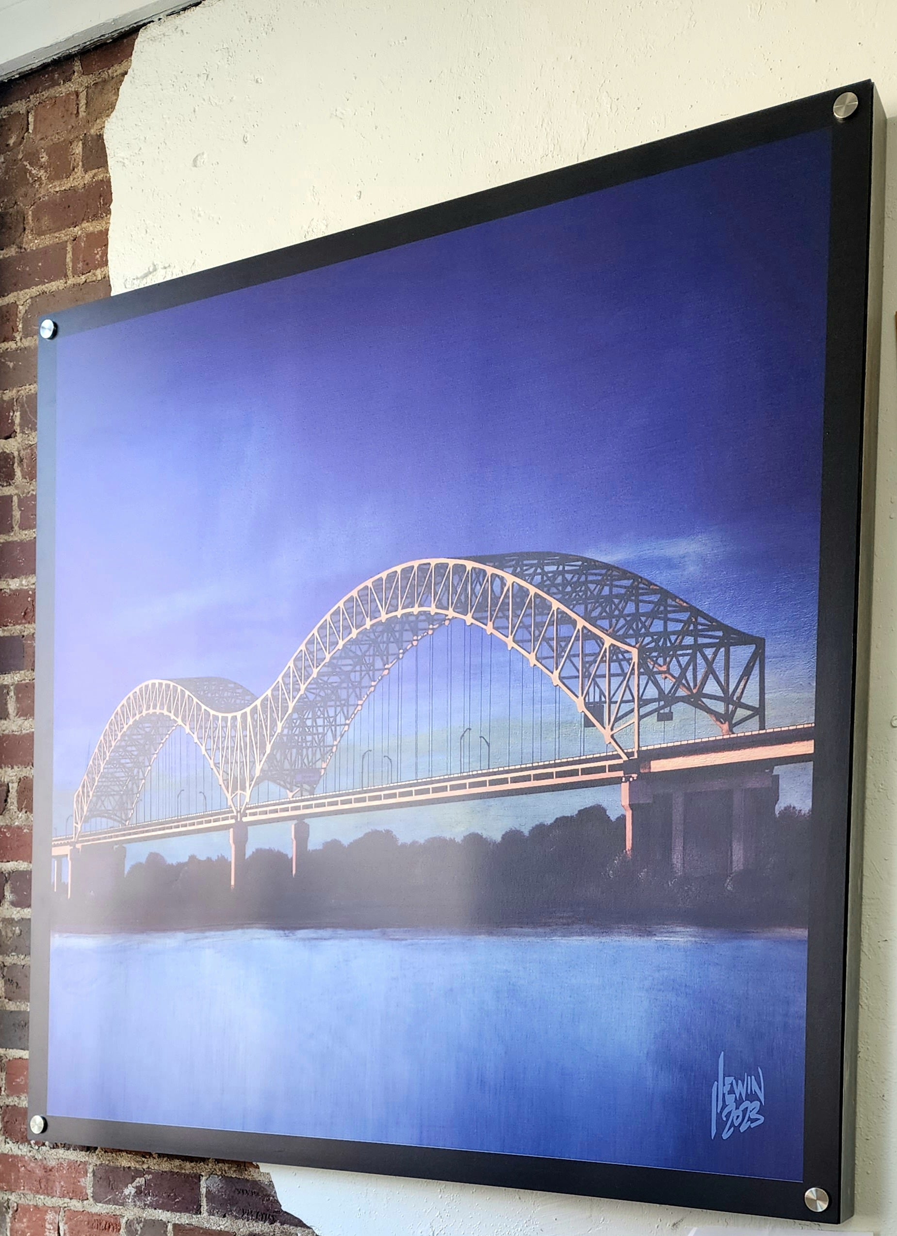 MEMPHIS BRIDGE ART MATTED Re Print 46 W x 46 H