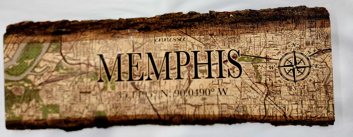 Memphis Map on Wood - 23 Inch Sign